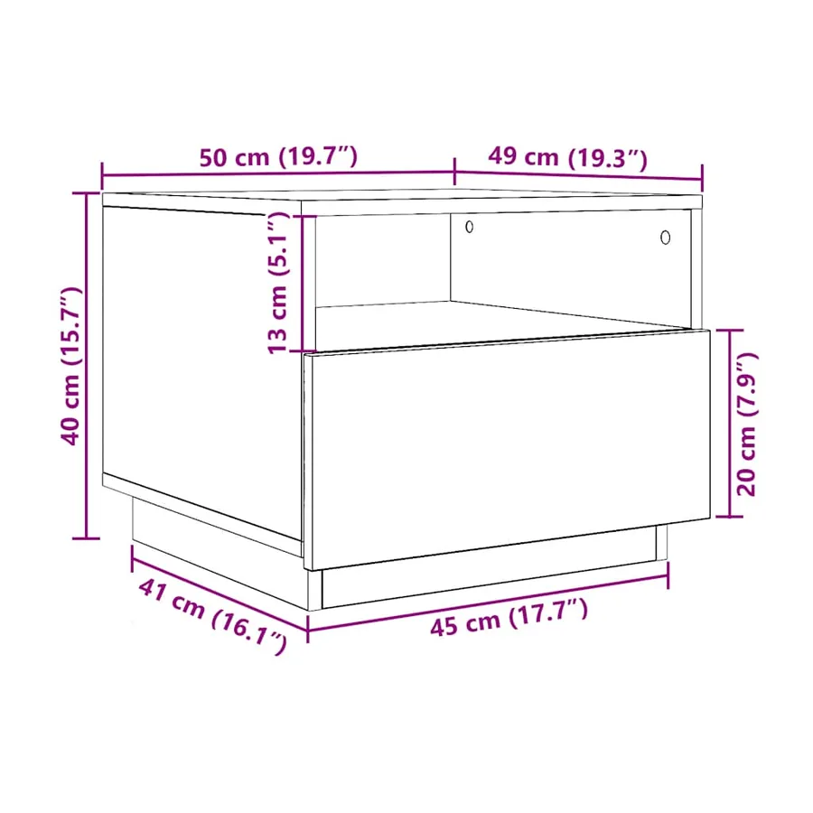 Table basse avec lumières LED chêne noir 50x49x40 cm - 13