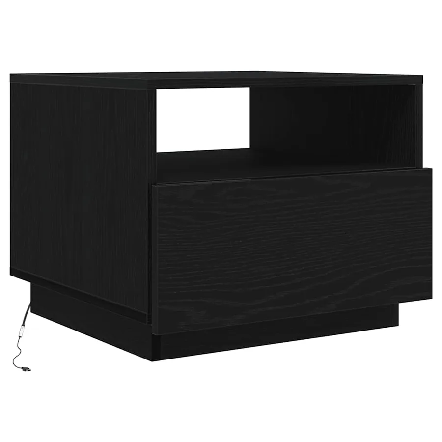 Table basse avec lumières LED chêne noir 50x49x40 cm - 3