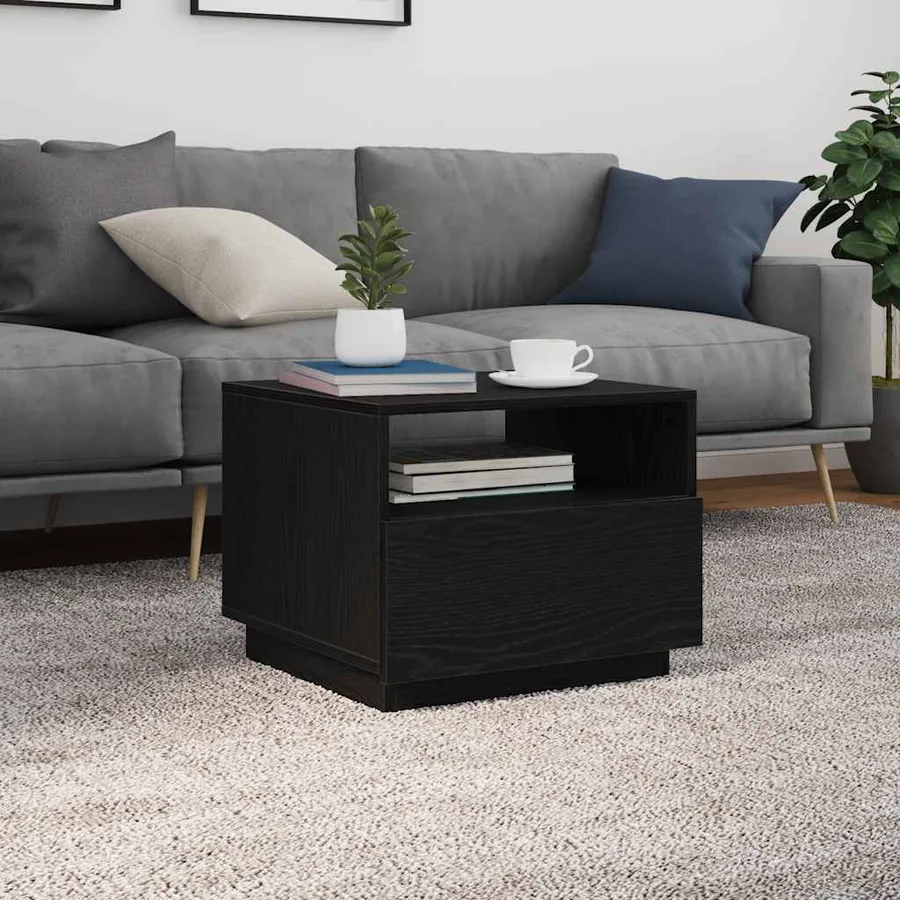 Table basse avec lumières LED chêne noir 50x49x40 cm - 4