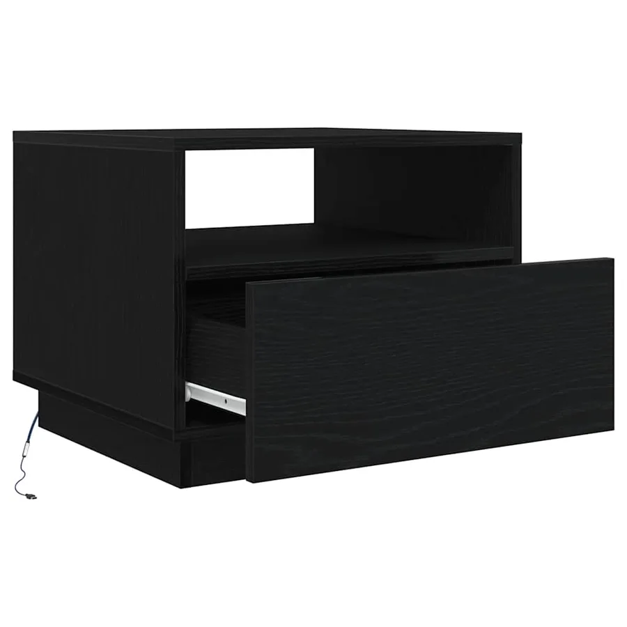 Table basse avec lumières LED chêne noir 50x49x40 cm - 9