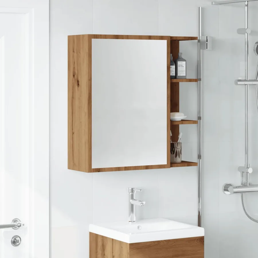 Armoire à miroir salle de bain chêne artisanal 62,5x20,5x64 cm - 3