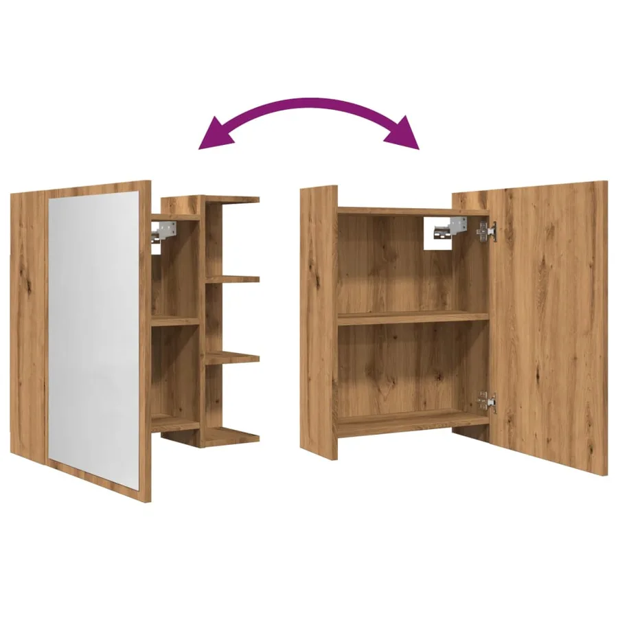 Armoire à miroir salle de bain chêne artisanal 62,5x20,5x64 cm - 8