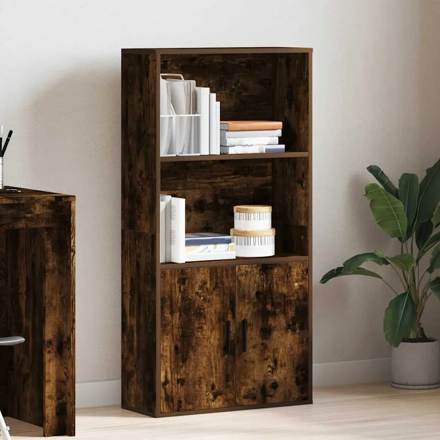 Bibliothèque chêne fumé 60x24x120 cm bois d'ingénierie - 3