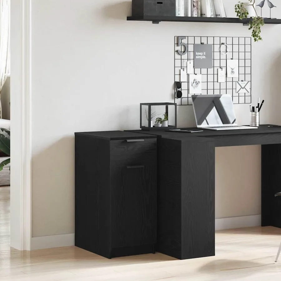 Cabinet de Bureau Chêne noir 33 x 50 x 75 cm Bois d'ingénierie - 4