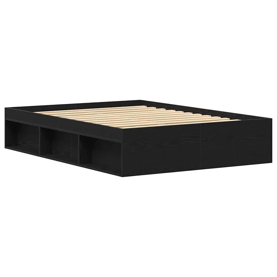 Cadre de lit sans matelas chêne noir 120 x 190 cm bois d'ingénierie - 4