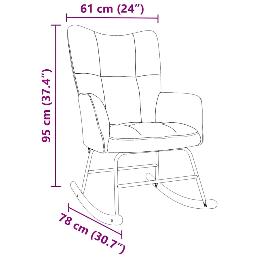 Chaise à bascule gris nuage tissu - 9