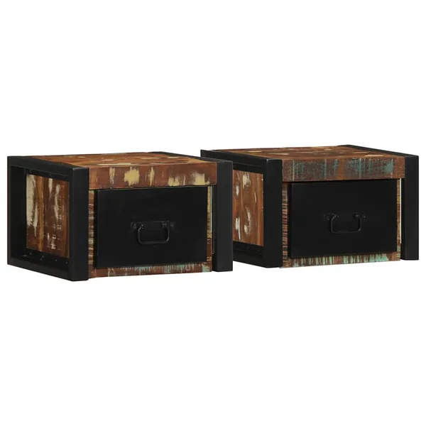 Tables de chevet 2 pcs multicolore 40x35x25cm bois récupération