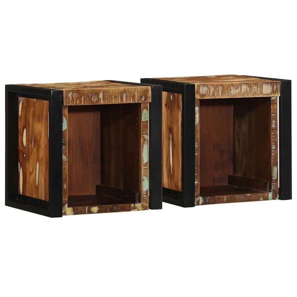 Tables de chevet 2 pcs multicolore 40x35x40cm bois récupération