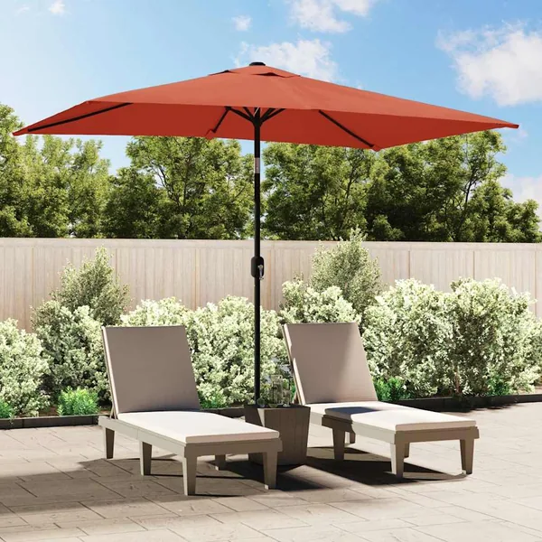 Parasol d'extérieur avec mât en métal 300x200 cm terre cuite