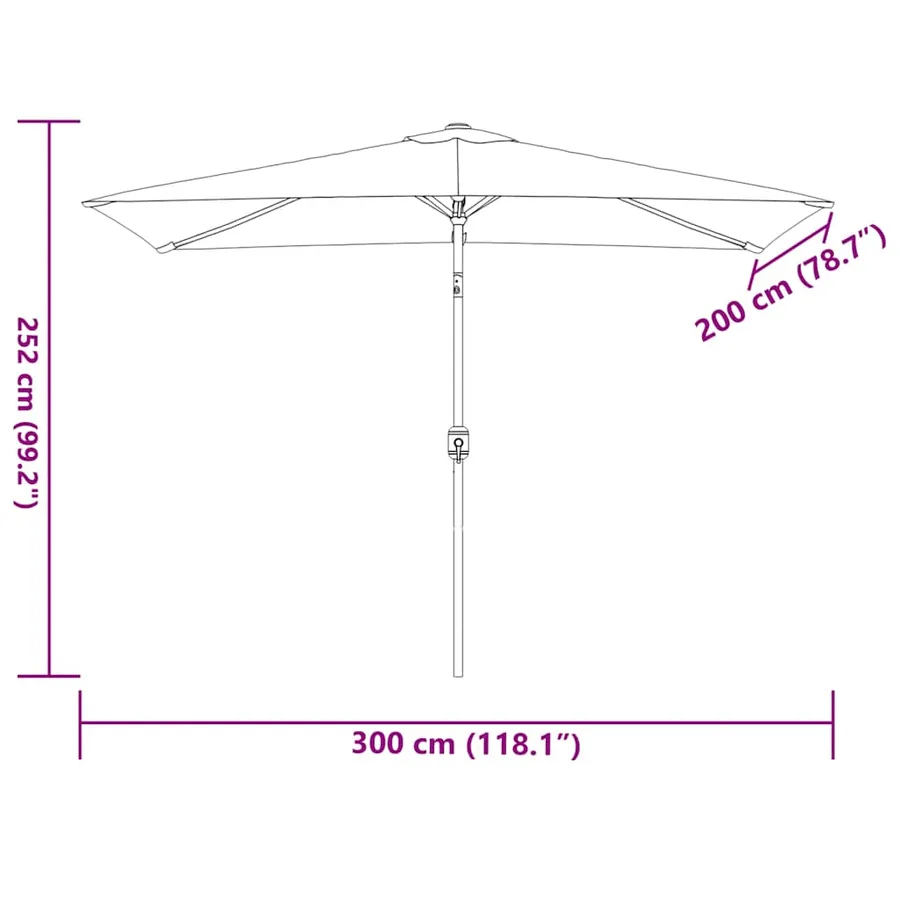 Parasol d'extérieur avec mât en métal 300x200 cm terre cuite - 8