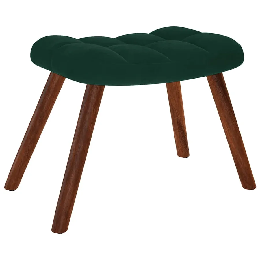 Chaise à bascule avec tabouret en velours vert foncé - 5