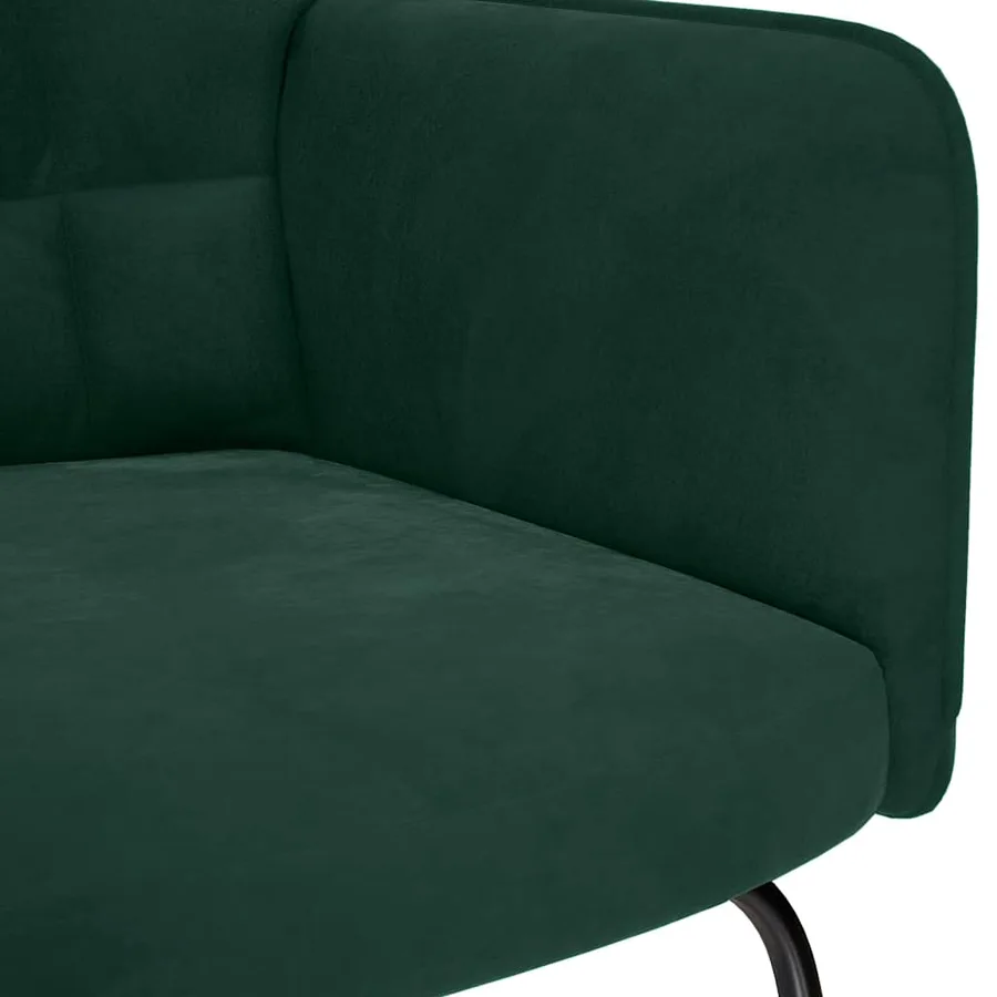 Chaise à bascule avec tabouret en velours vert foncé - 8