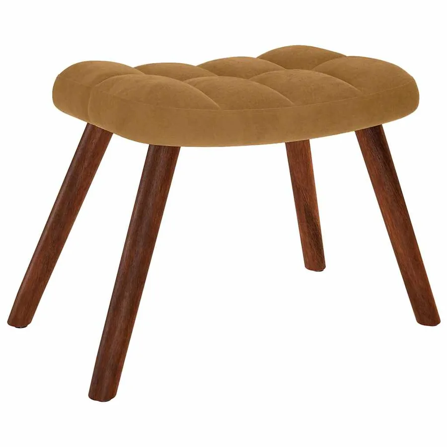 Chaise à bascule avec repose-pied marron velours - 5