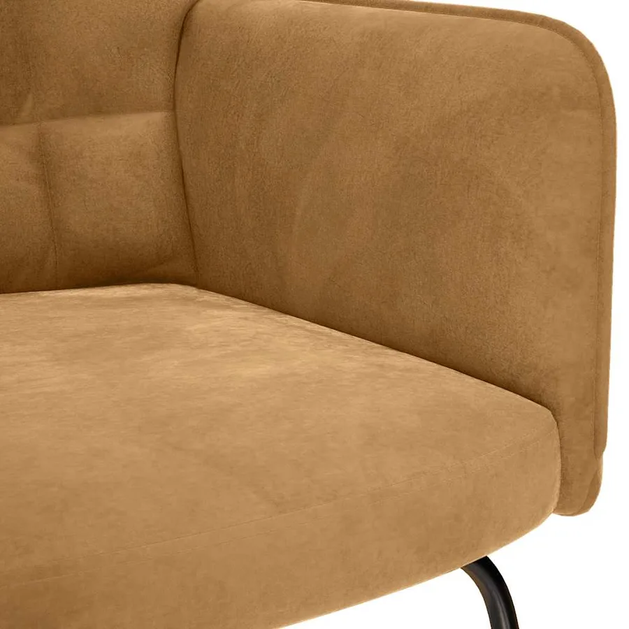 Chaise à bascule avec repose-pied marron velours - 8