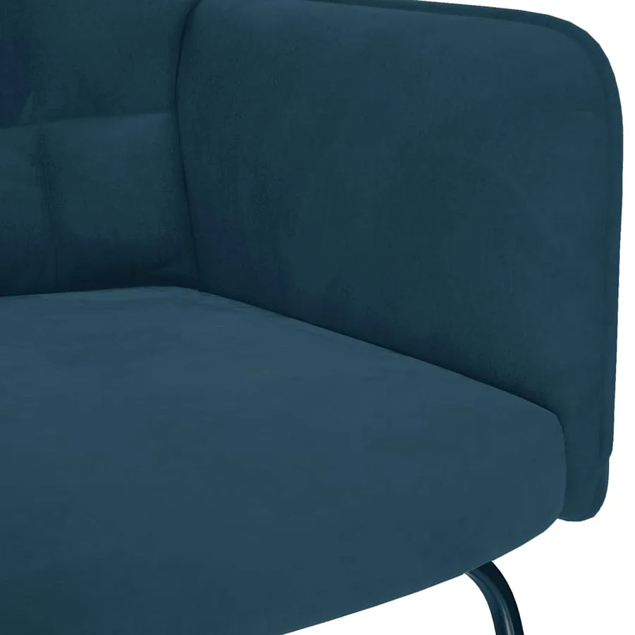 Chaise à bascule avec repose-pied bleu velours - 8