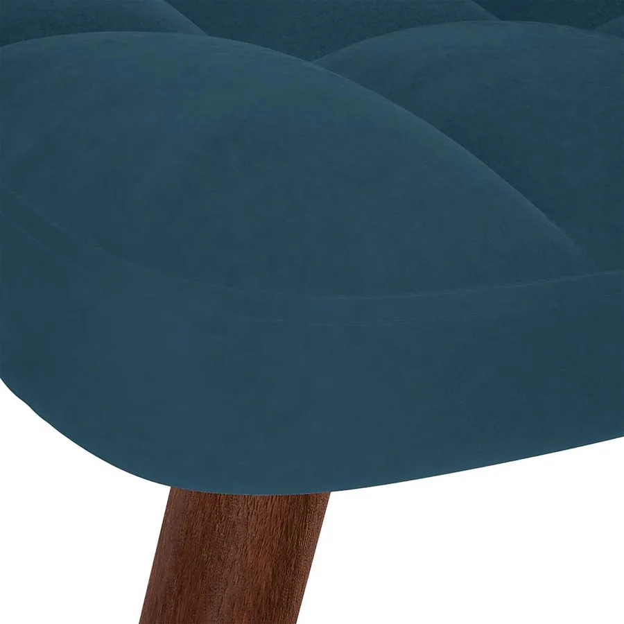 Chaise à bascule avec repose-pied bleu velours - 9