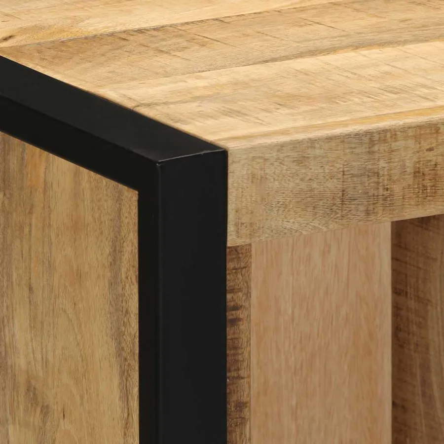 Table de chevet 40x35x40 cm bois massif de manguier brut - 7