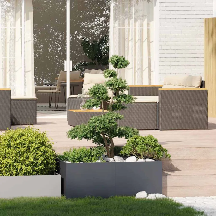 Jardinière anthracite 100x100x40 cm acier - 3