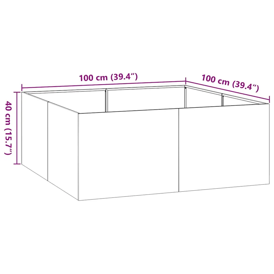 Jardinière anthracite 100x100x40 cm acier - 9