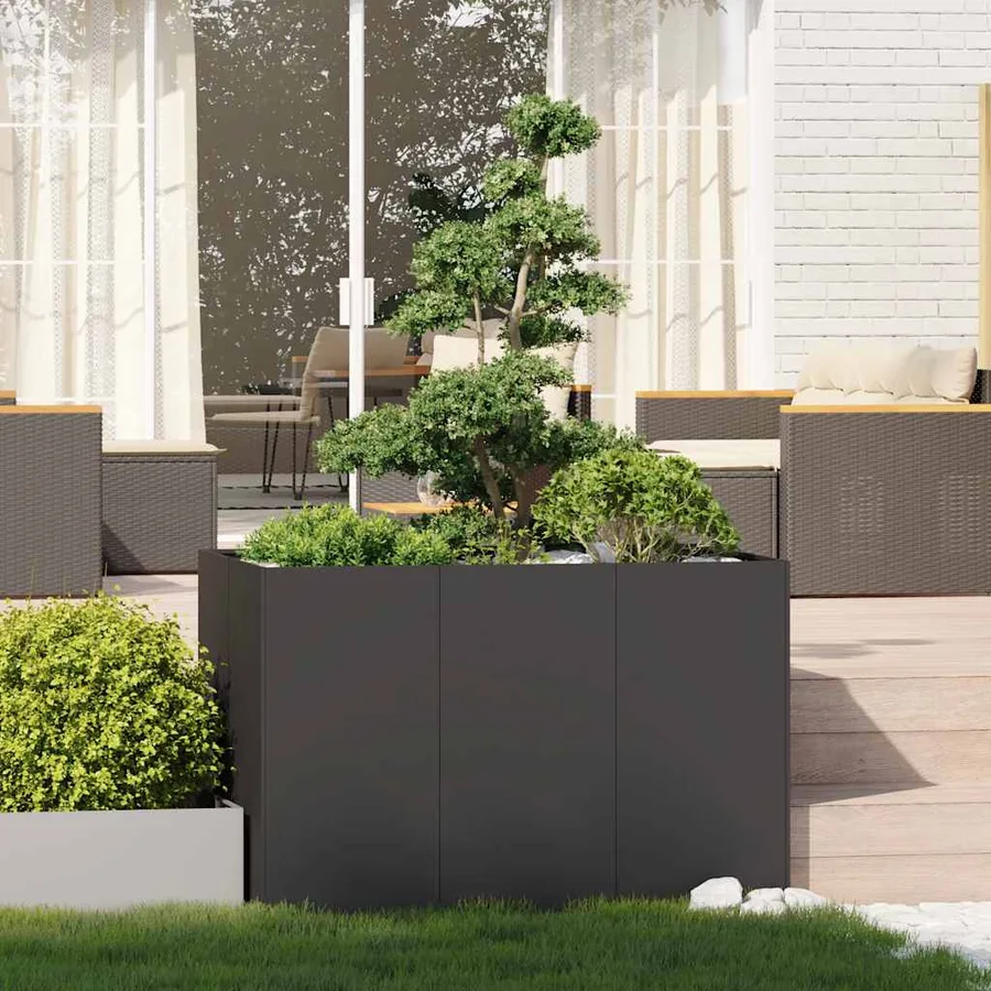 Jardinière noir 120x80x80 cm acier - 3