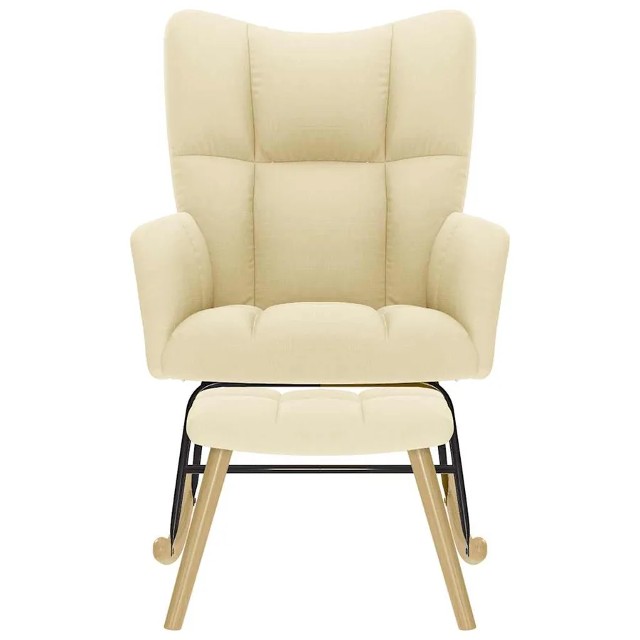 Chaise à bascule avec repose-pied Crème Tissu - 4