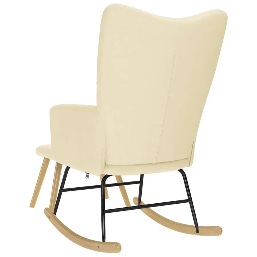 Chaise à bascule avec repose-pied Crème Tissu - 7