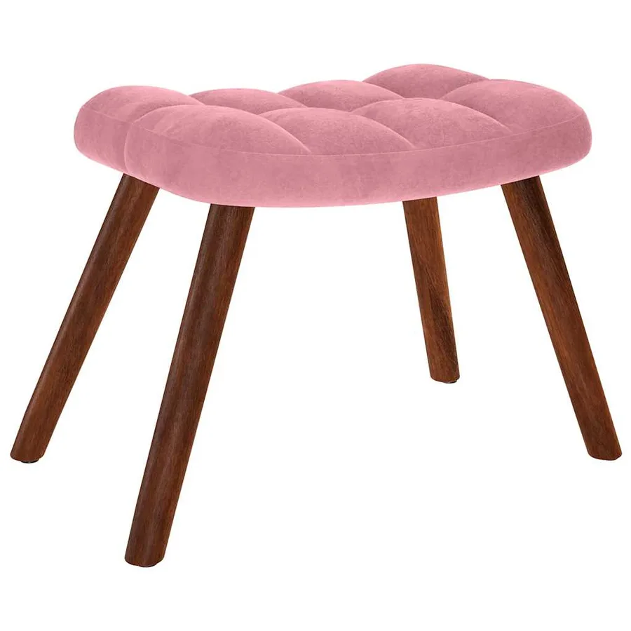 Chaise à bascule avec repose-pied rose velours - 5