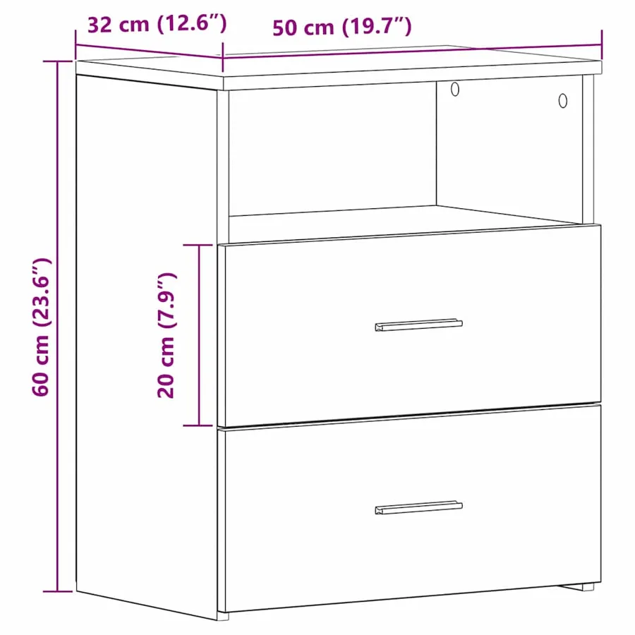 Table de nuit 2 pcs Chêne noir 50 x 32 x 60cm Bois d'ingénierie - 12