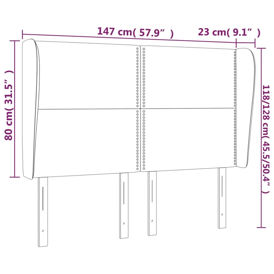Tête de lit avec oreilles Gris clair 147x23x118/128 cm Tissu - 9