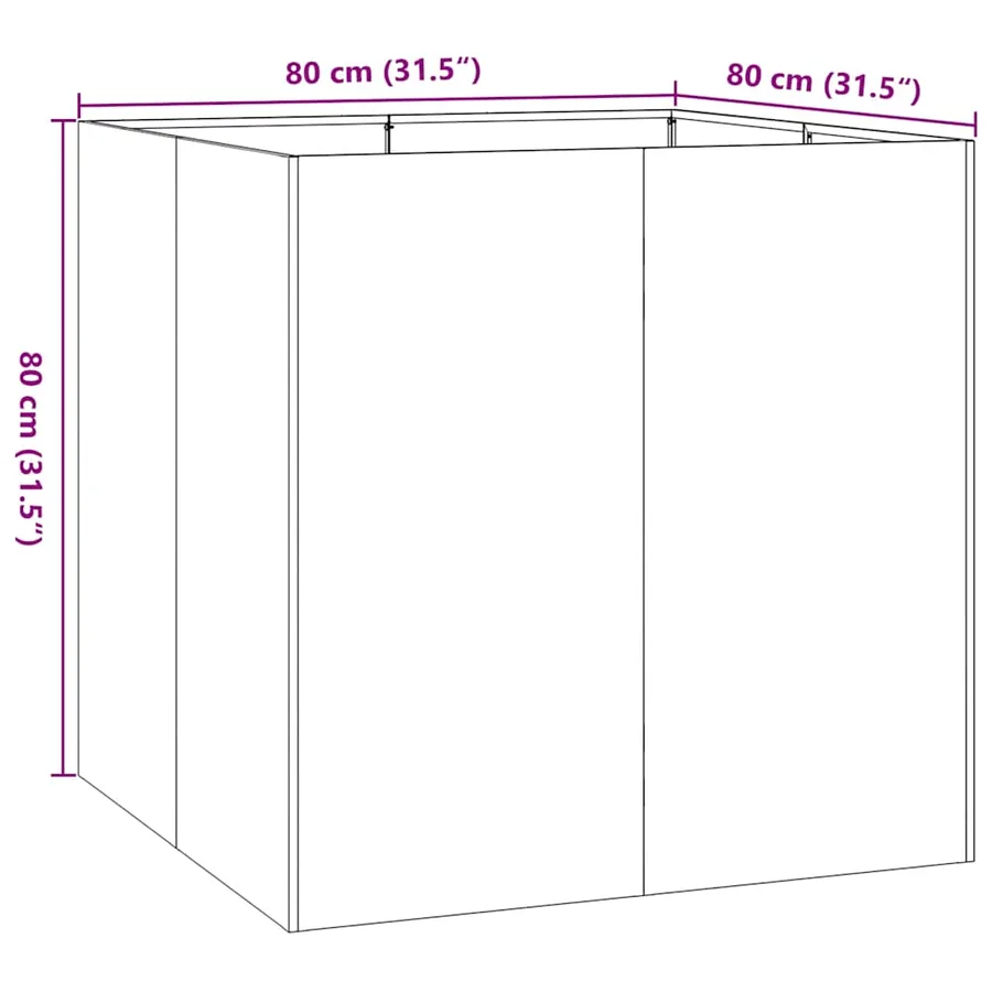 Jardinière 80x80x80 cm acier galvanisé - 10