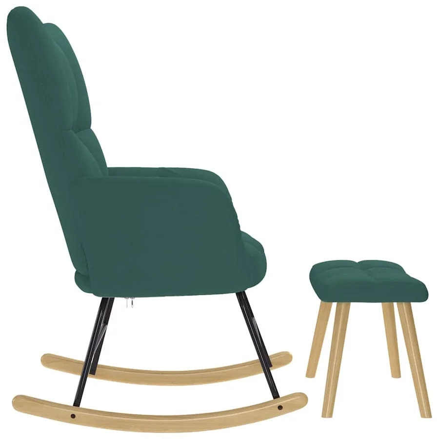 Chaise à bascule avec repose-pied Vert foncé Tissu - 6