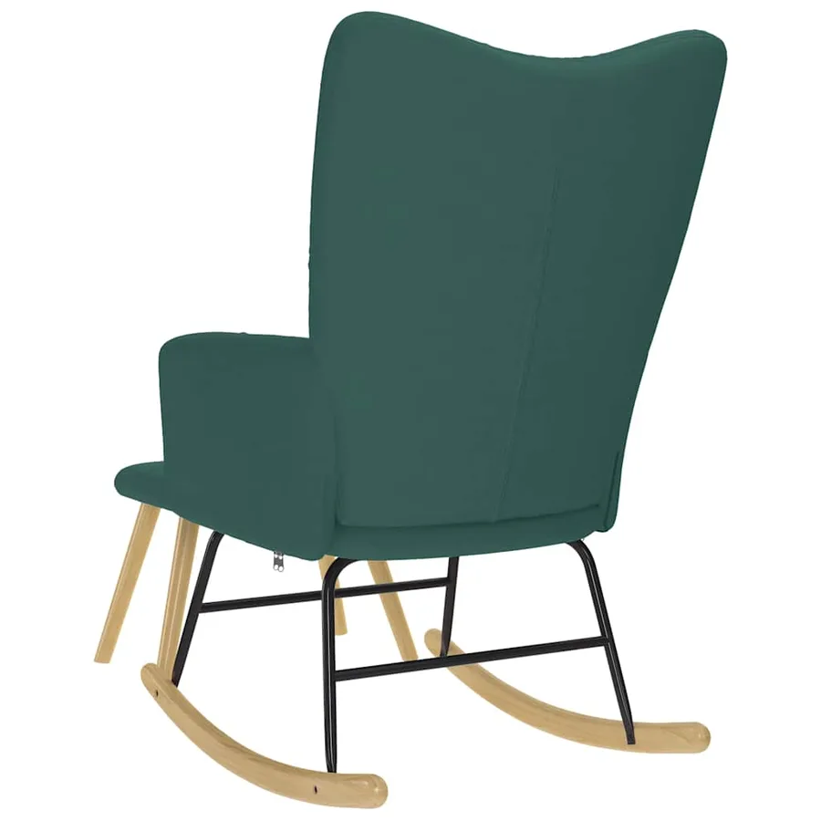 Chaise à bascule avec repose-pied Vert foncé Tissu - 7
