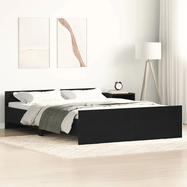 Cadre de lit sans matelas chêne noir 120 x 190 cm bois d'ingénierie