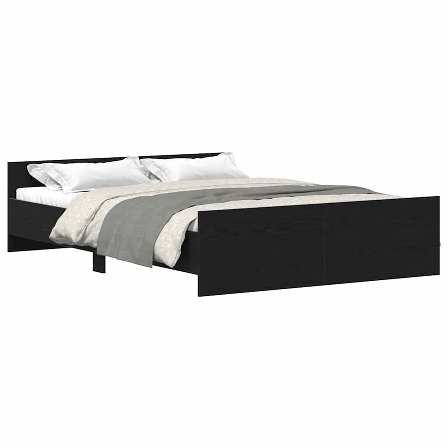 Cadre de lit sans matelas chêne noir 120 x 190 cm bois d'ingénierie - 4