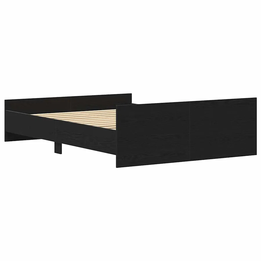 Cadre de lit sans matelas chêne noir 120 x 190 cm bois d'ingénierie - 7