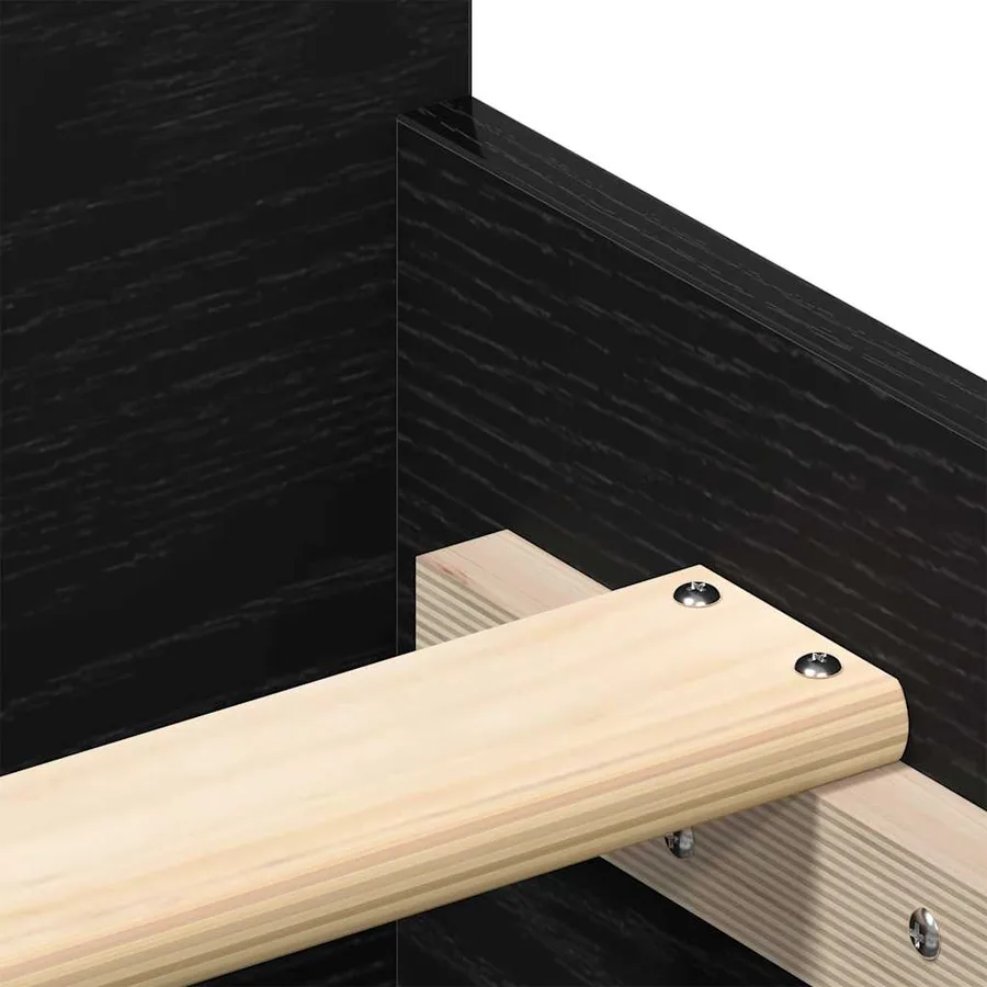 Cadre de lit sans matelas chêne noir 120 x 190 cm bois d'ingénierie - 9