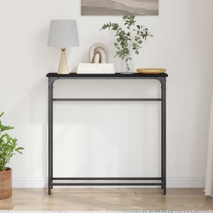 Table console Chêne noir 75 x 19,5 x 75 cm Bois d'ingénierie - 4