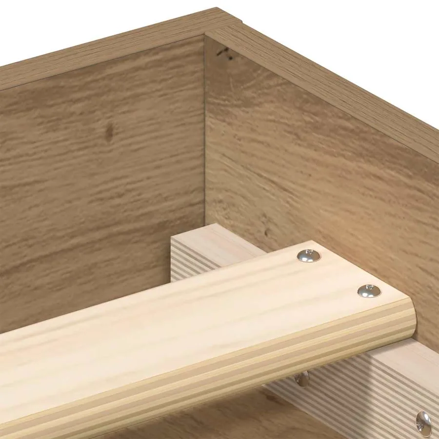 Cadre de lit sans matelas en chêne massif 135 x 190 cm bois d'ingénierie - 8