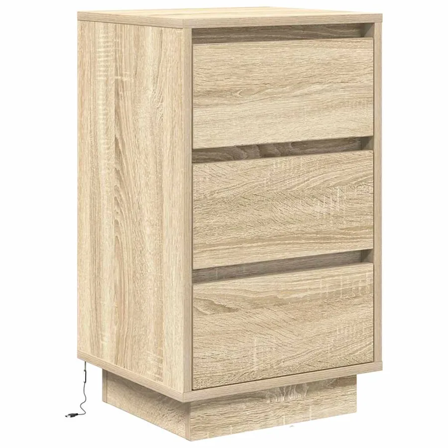 Table de chevet avec lumières LED chêne sonoma 38x34x65 cm - 3
