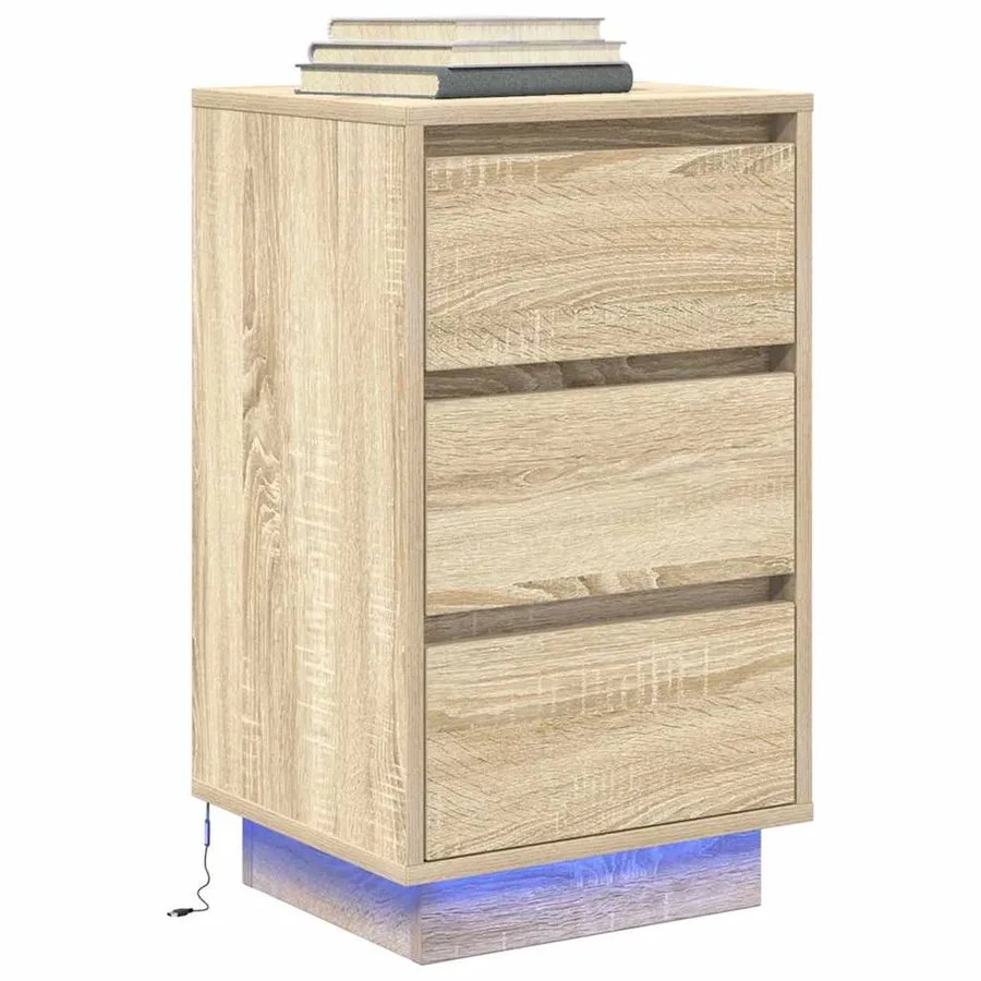 Table de chevet avec lumières LED chêne sonoma 38x34x65 cm - 5