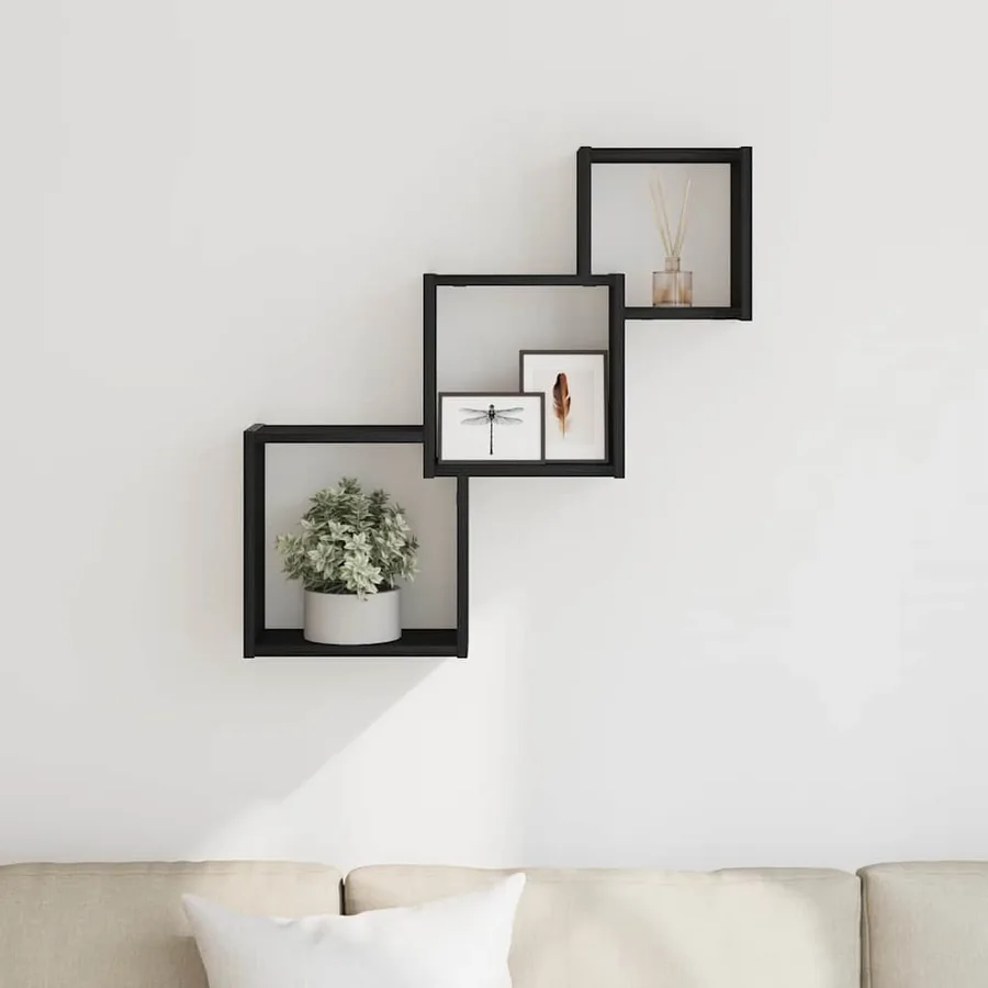 Étagères murales cubiques en chêne noir 68 x 15 x 68 cm bois d'ingénierie - 3