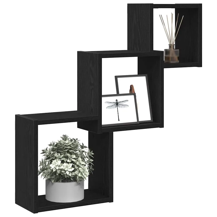 Étagères murales cubiques en chêne noir 68 x 15 x 68 cm bois d'ingénierie - 4