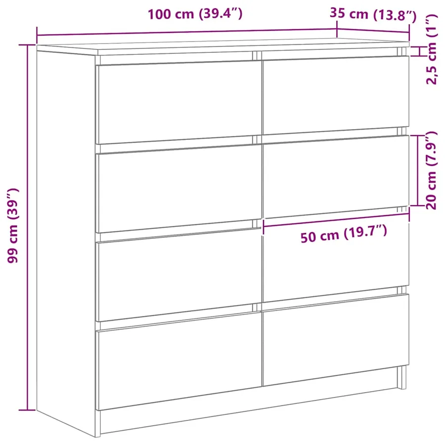 Buffet vieux bois 100x35x99 cm bois d'ingénierie - 12