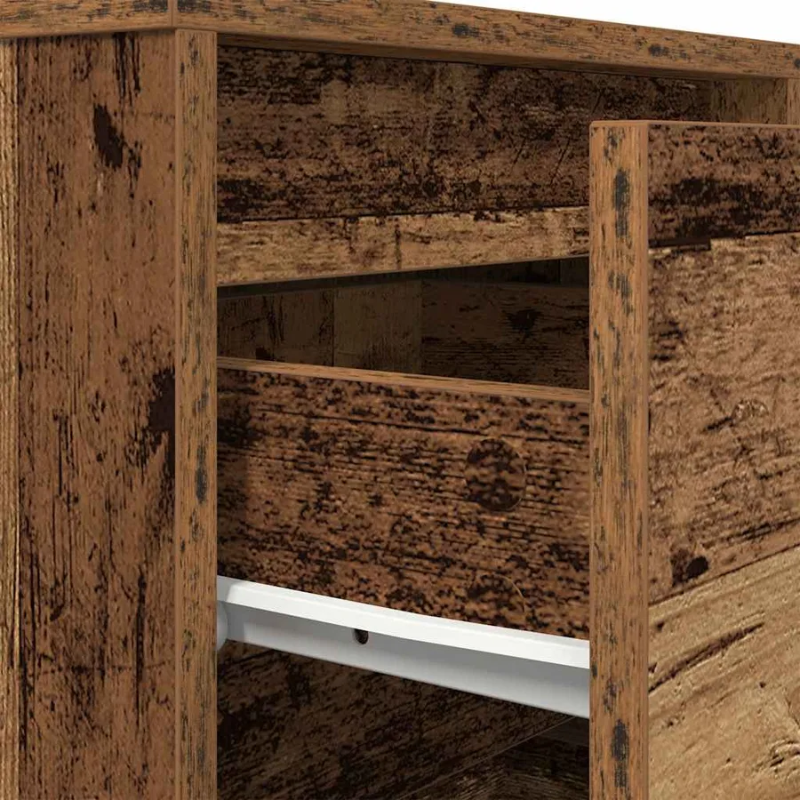 Table de chevet avec lumières LED vieux bois 38x34x65 cm - 10