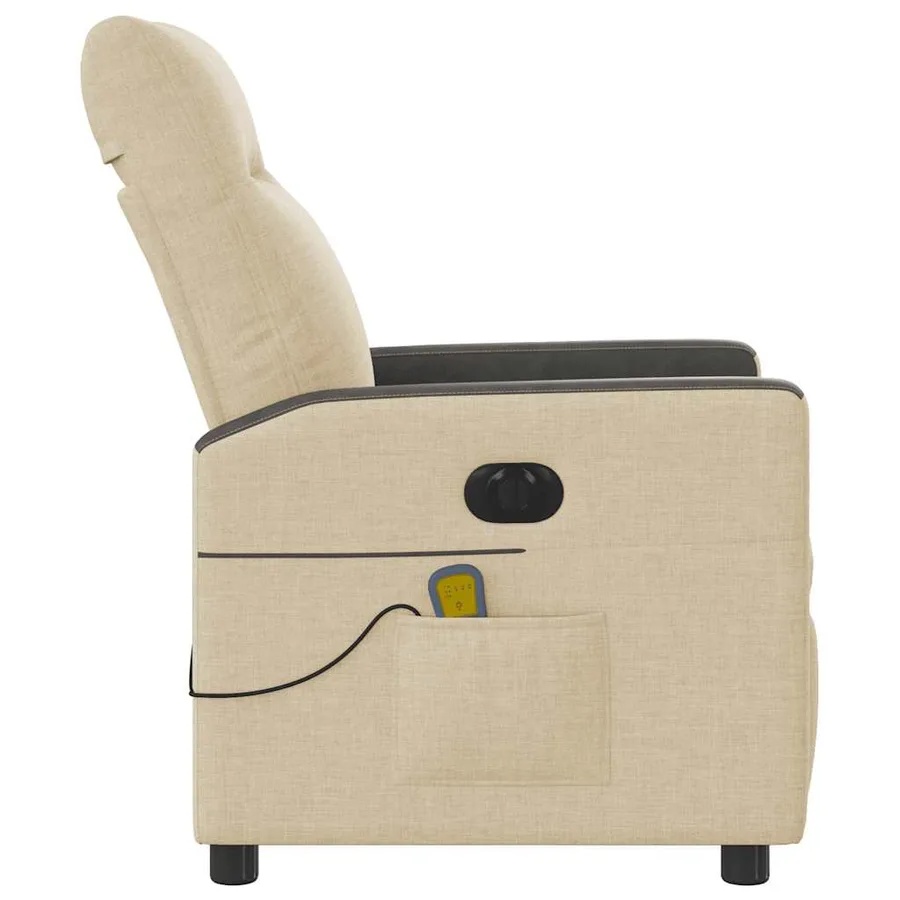 Fauteuil inclinable de massage électrique crème tissu - 6