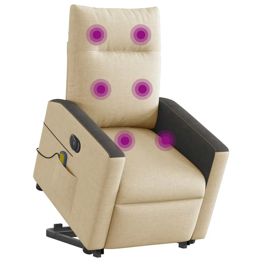 Fauteuil inclinable de massage électrique Crème Tissu - 3