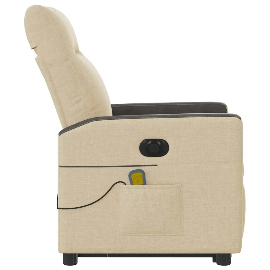 Fauteuil inclinable de massage électrique Crème Tissu - 6