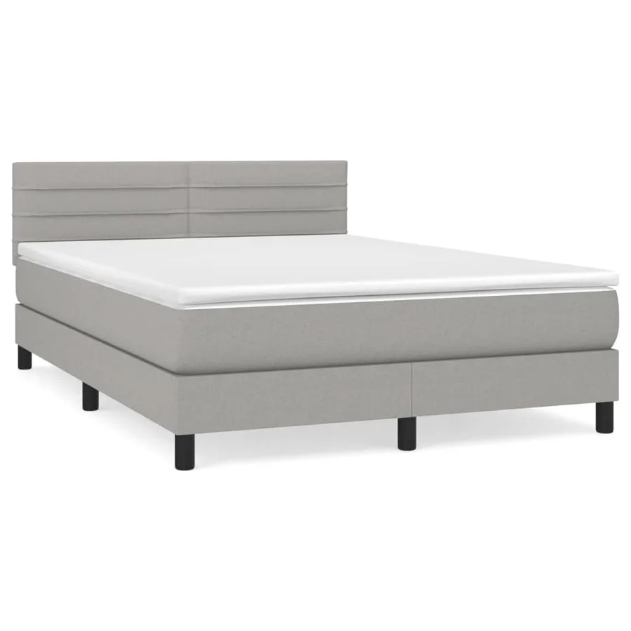 Sommier à lattes de lit avec matelas Gris clair 140x190cm Tissu - 2