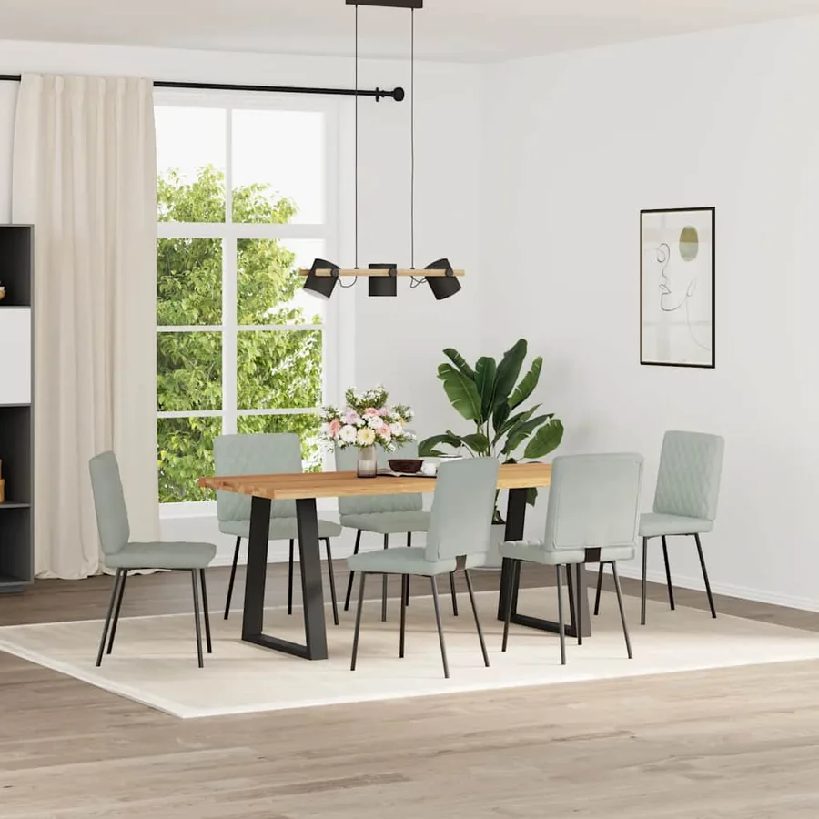 Chaises à manger lot de 6 gris clair velours - 2