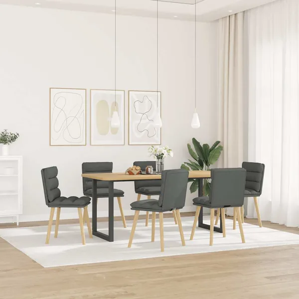 Chaises à manger lot de 6 gris foncé tissu
